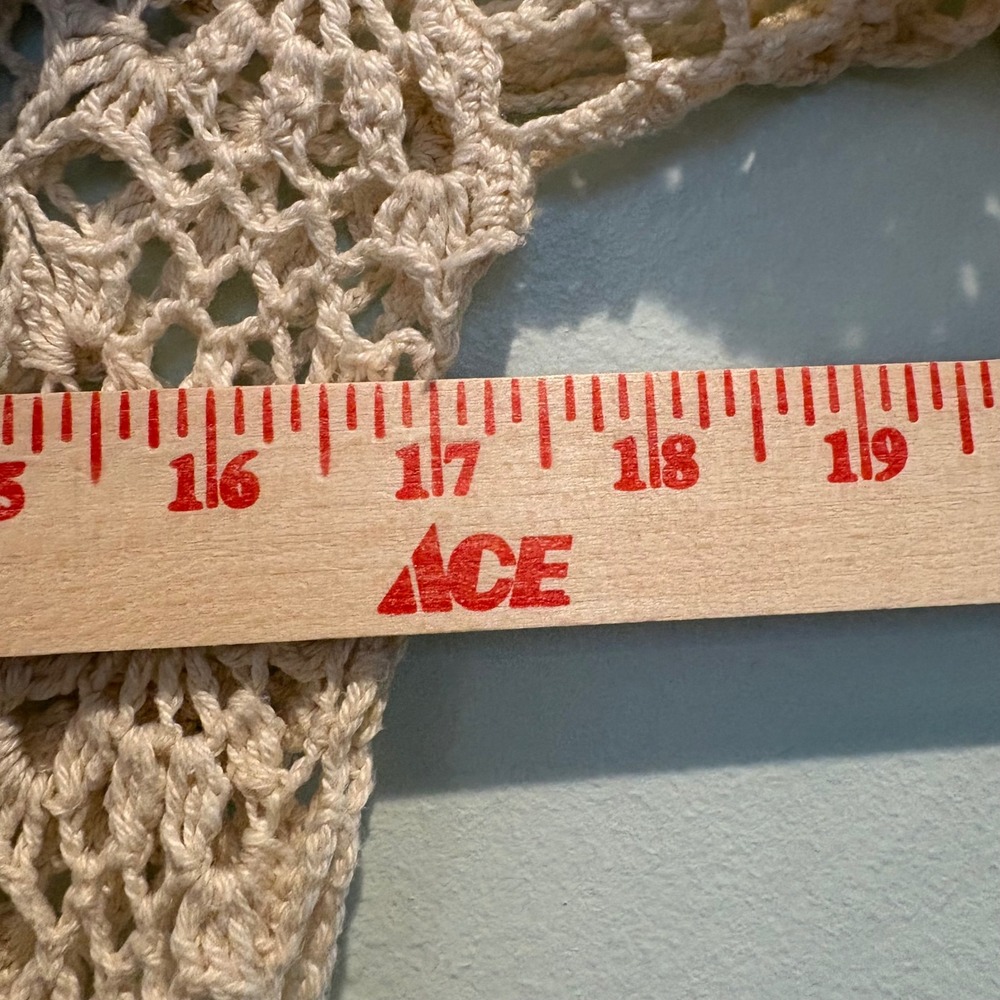 Vtg Foyen's of Hawaii Crochet Swim Cover Up Small Cream Boho Floral Mesh Tunic - Picture 10 of 11